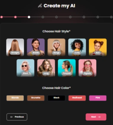 Candy AI Character Hair Colour and Style