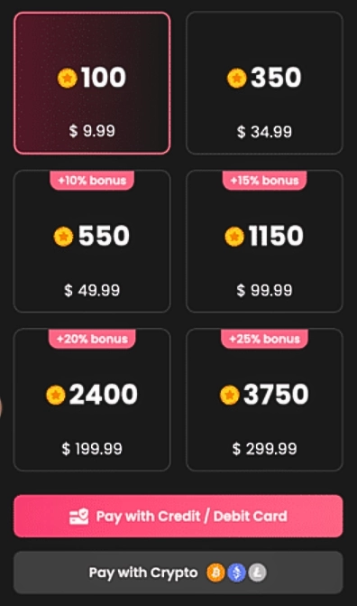 Candy AI Tokens pricing