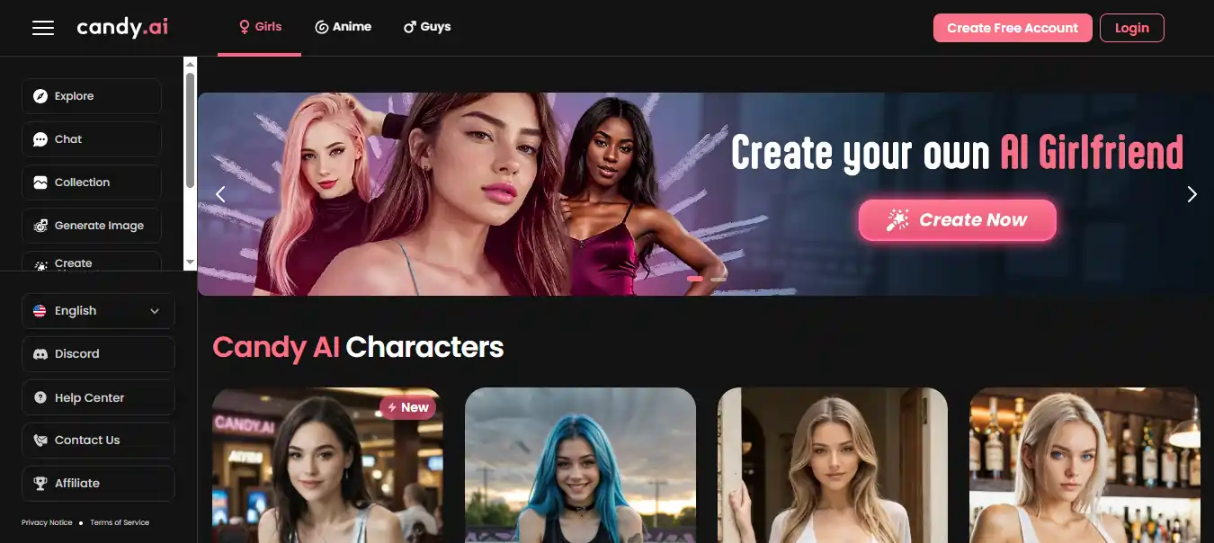 Candy AI Girlfriend Homepage