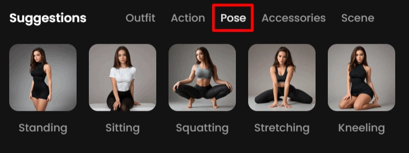 Choose poses for Candy AI Image generation