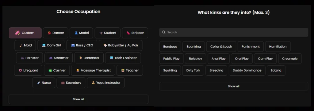 Candy AI - AI Character Occupation and backstory